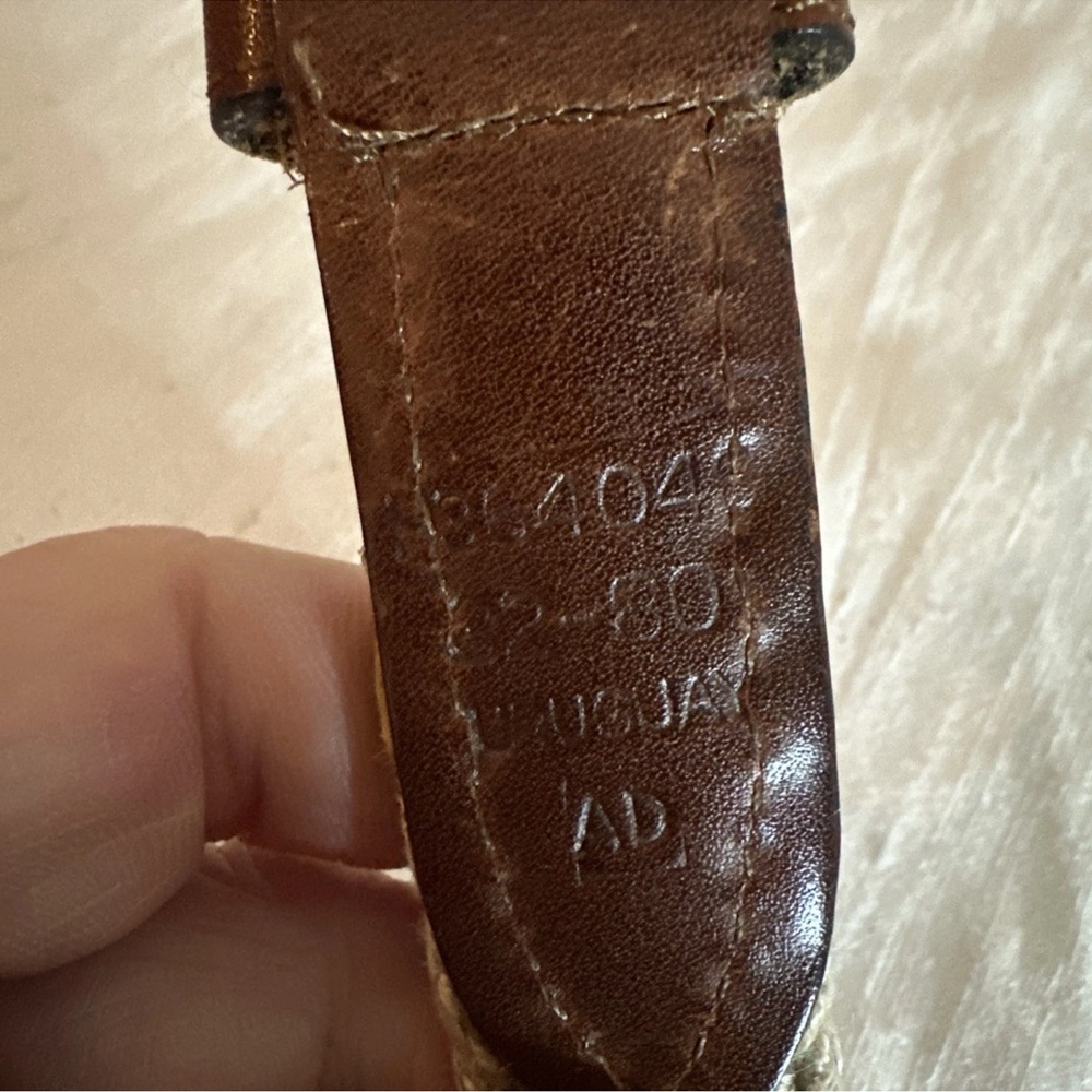 Vintage Braided Brown Leather & Cotton Belt - Leather Buckle - SIZE 32 -36 - Picture 4 of 5